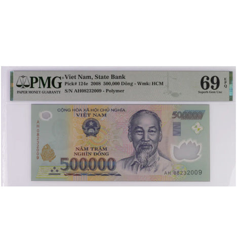 Vietnamese 500,000 Dong Banknote VND PMG Graded 69 EPQ