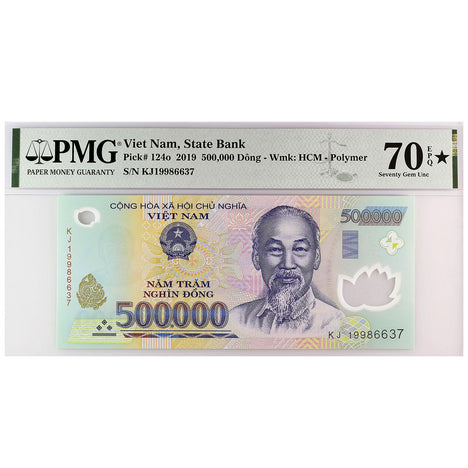 Vietnamese 500,000 Dong Banknote VND PMG Graded 70 EPQ