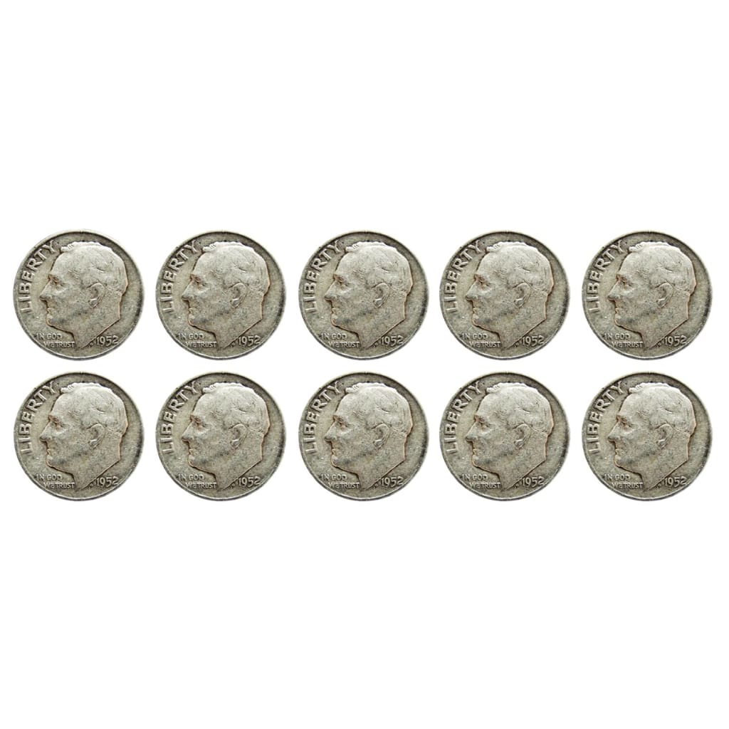 $1 Face - 90% Silver Roosevelt Dimes Average Circulated