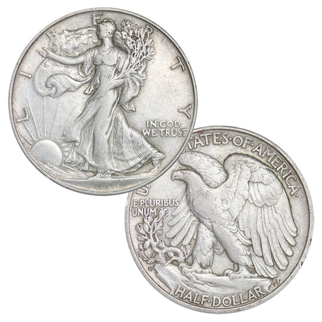 $1 Face - 90% Silver Walking Liberty Half Dollar NO DATE Cull