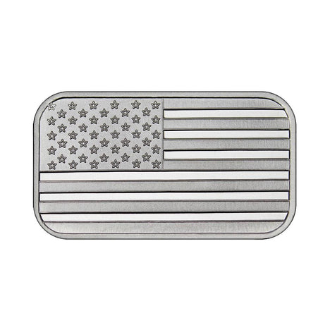 1 Ounce Silvertowne Mint .999 Silver American Flag Bar - Tophatter