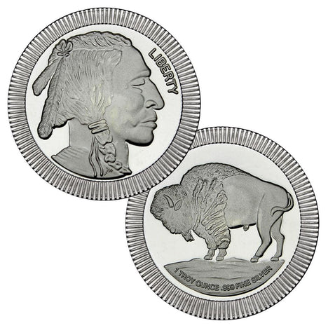 1 Ounce Silvertowne Mint .999 Silver Stackable Buffalo Round