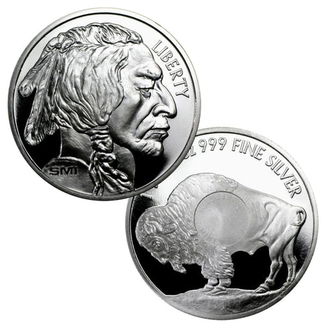 1 Ounce Sunshine Minting .999 Silver Buffalo Round