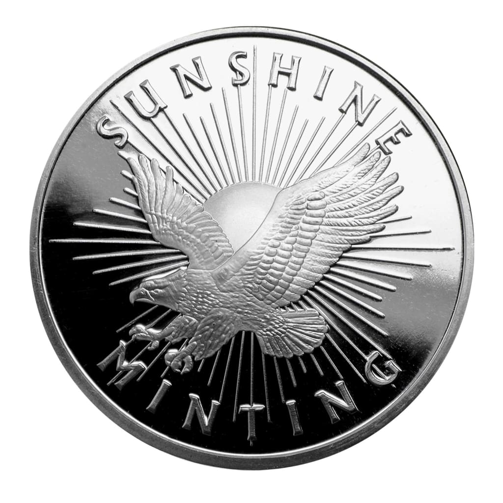 1 Oz .999 Fine Silver Round - Flag & Eagle Design (Golden State Mint) In Protective Capsule