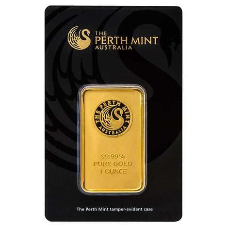 1 Oz (Ounce) .9999 Gold Bar - Perth Mint - In Assay Card