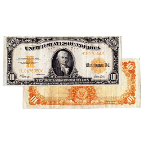 $10 - 1922 Gold Certificate Large Size Note - About Uncirculated