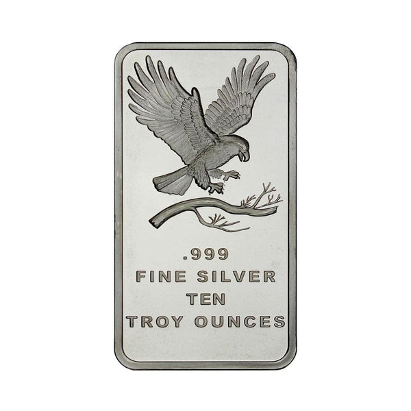 10 Troy oz. Prooflike 99.9% Silver Bar with Morgan Dollar Design - 8008636