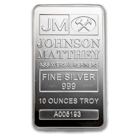Ten Ounce .999 Fine Silver Johnson Matthey Bar