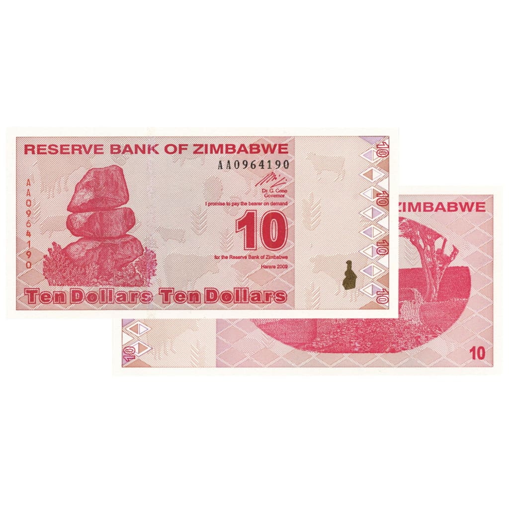 $10 Zimbabwe Banknotes 2009 AA Series Uncirculated