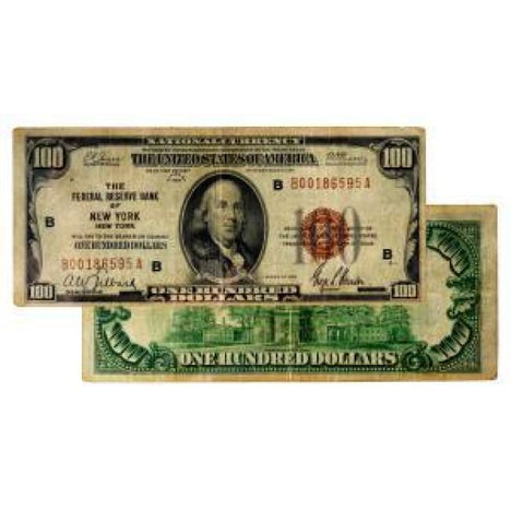 $100 1929 Federal Reserve Note F+ - Depression Era Currency
