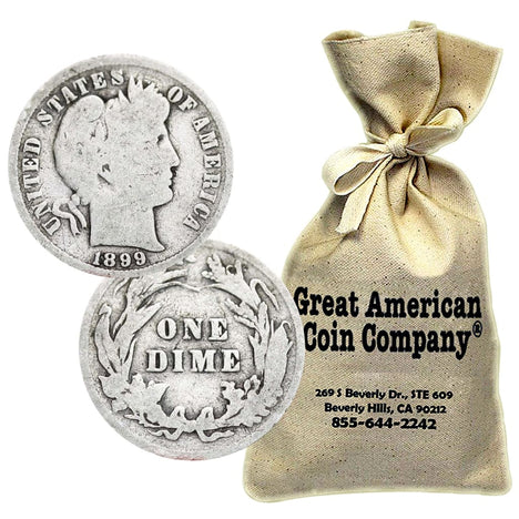 $100 Face (1 000 Coins) - 90% Silver Barber Dimes Circulated