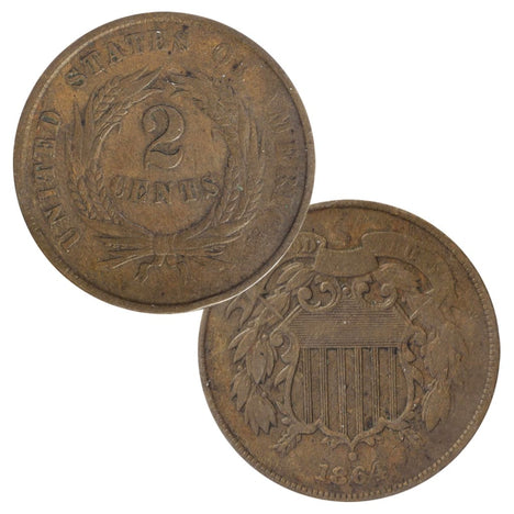 1864 Two Cent Piece Circulated Condition