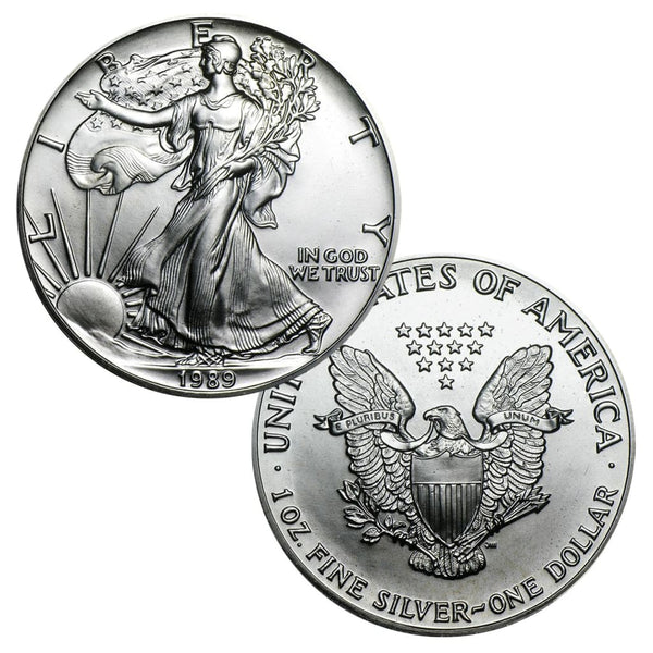 1989年 アメリカンイーグル☆シルバー☆レインボートーン 1989 American Silver Eagle .999 Fine Silver Dollar Uncirculated US