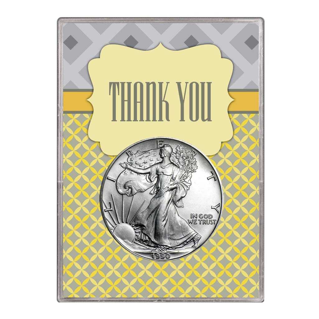 1990 $1 American Silver Eagle Gift Holder Thank You Design