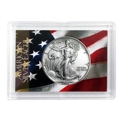 1990 $1 American Silver Eagle HE Harris Holder - Flag Design