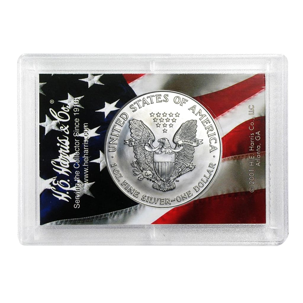 1990 $1 American Silver Eagle HE Harris Holder - Flag Design