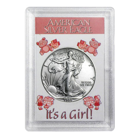 1990 $1 American Silver Eagle HE Harris Holder - Its A Girl! Design