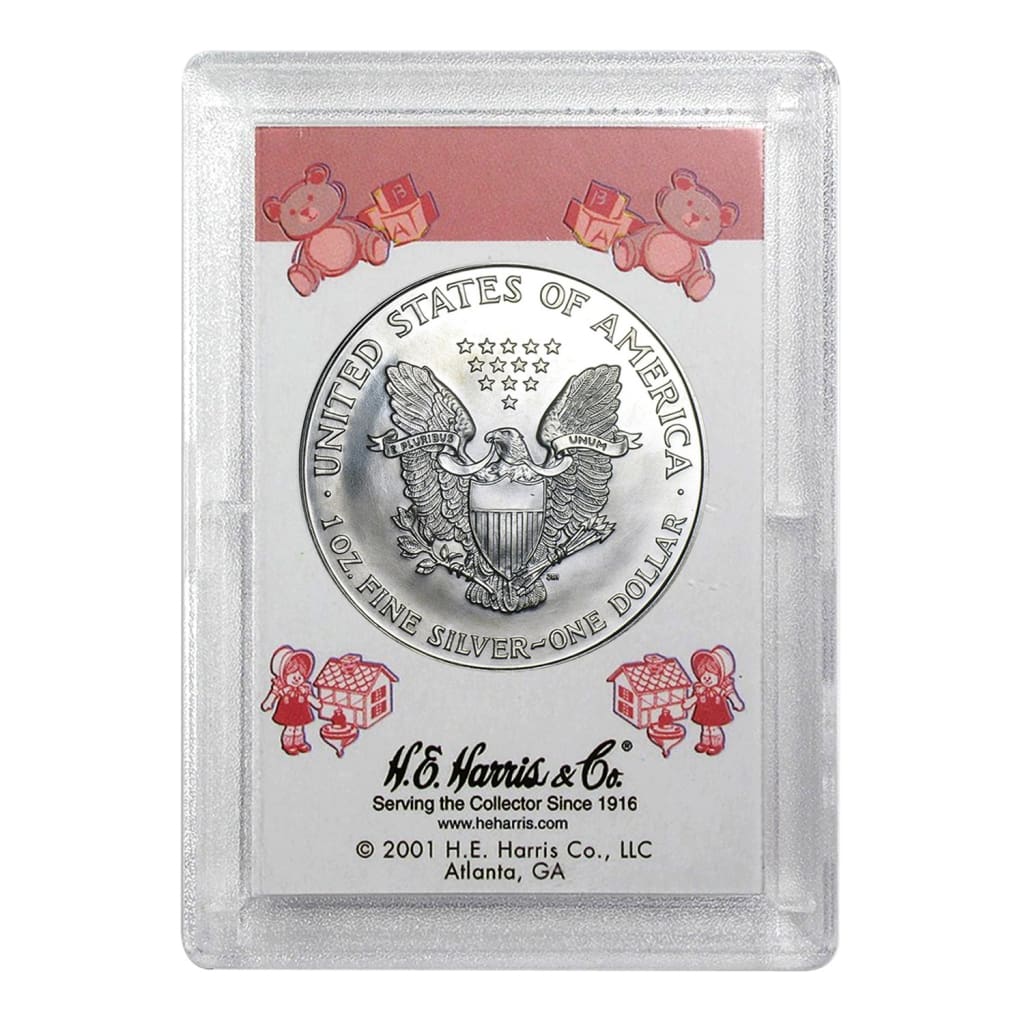 1990 $1 American Silver Eagle HE Harris Holder - Its A Girl! Design