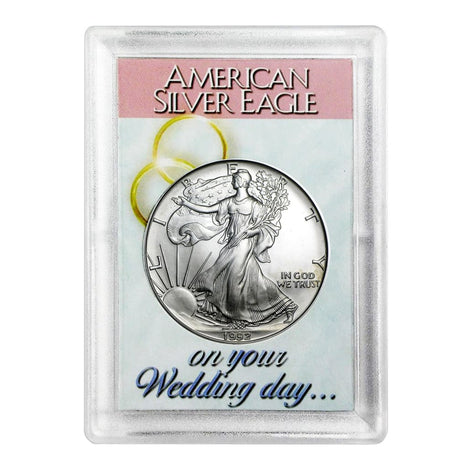 1992 $1 American Silver Eagle HE Harris Holder - Wedding Day Design