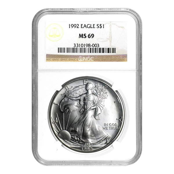 1992年 アメリカンイーグル NGC MS69 8319538-147 1992 $1 American Silver Eagle MS69 NGC