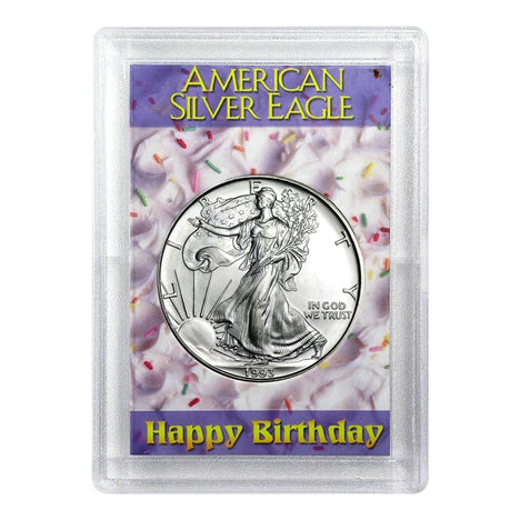 1993 $1 American Silver Eagle HE Harris Holder - Birthday Design