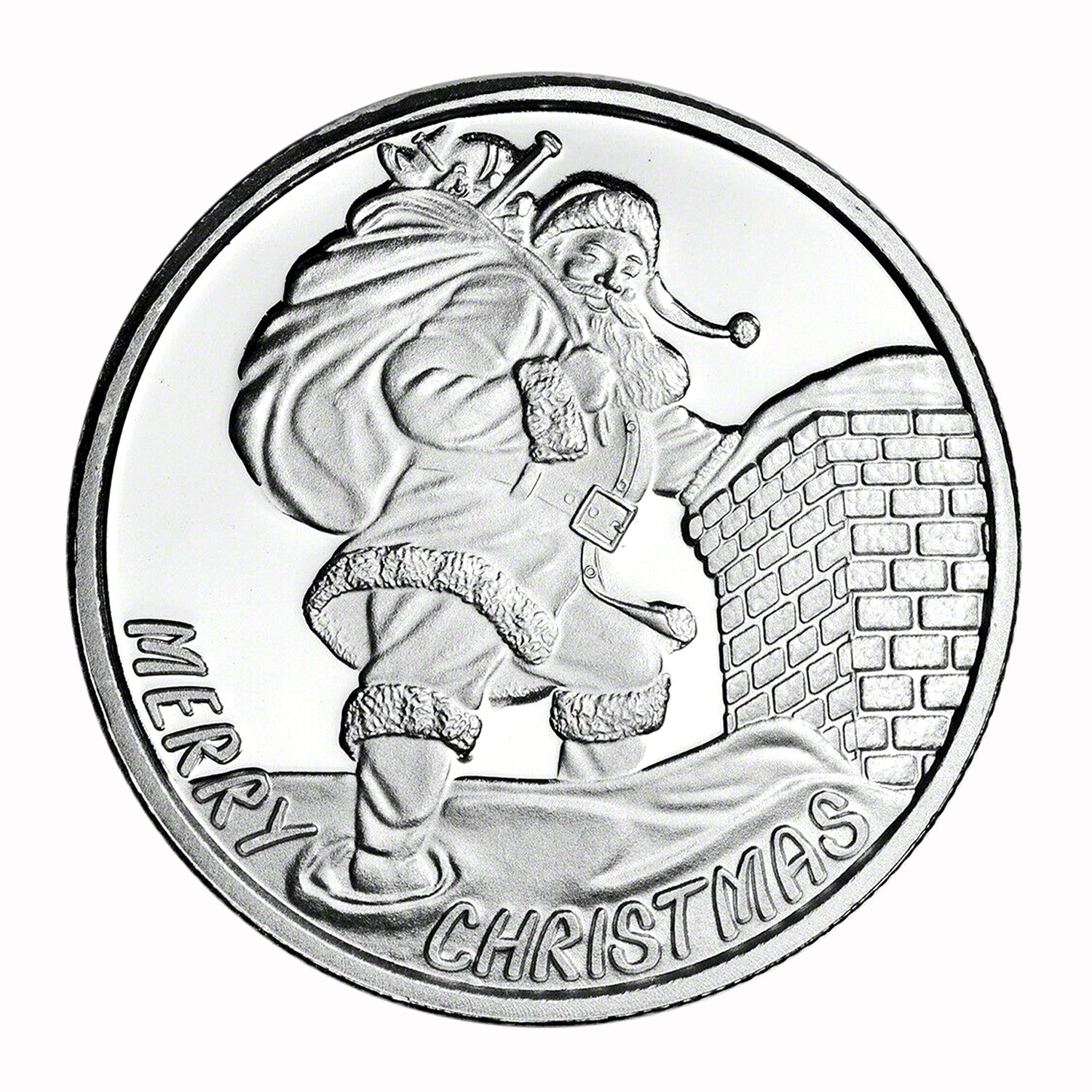 1 Ounce Silvertowne Mint .999 Silver Merry Christmas Santa Rooftop