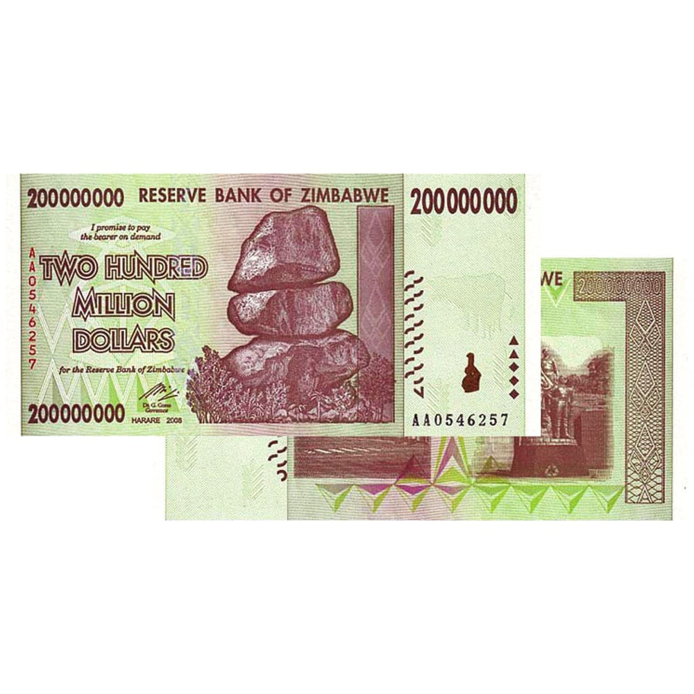 Dumb Money Zimbabwe 200 Millionen Dollars 2008 P-81 (Neu (gemäss  Beschreibung)) In Steffisburg Für CHF 1 Bitcoin Münze