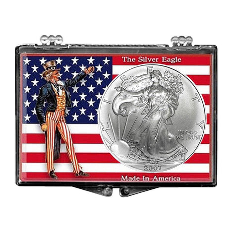2007 $1 American Silver Eagle Snaplock Holder - Uncle Sam with Flag Design