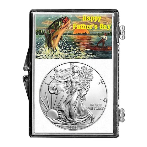 2010 $1 American Silver Eagle Snaplock Holder - Fathers Day Fishing Design