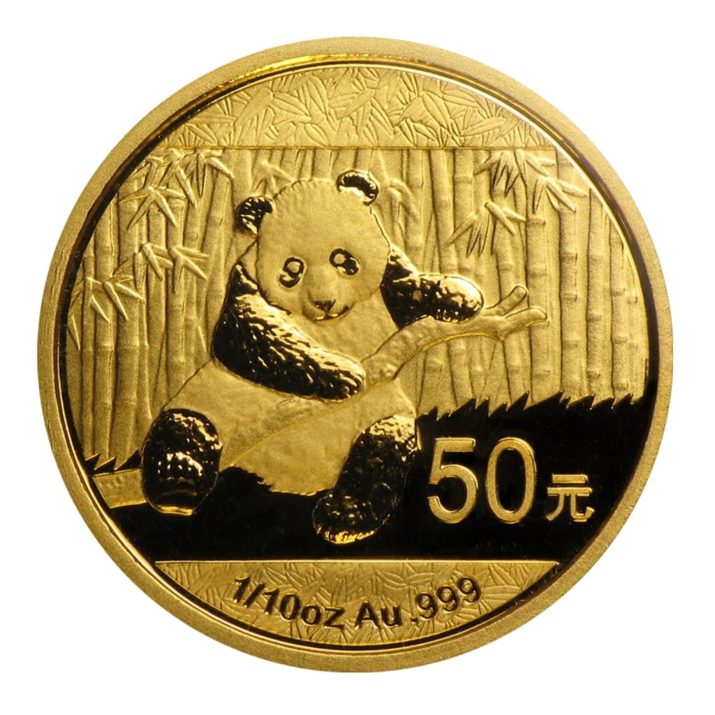2014 China Panda Bear 1/10 oz .9999 pure Gold Coin.