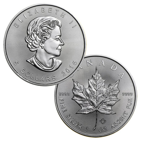 2015 $5 Canadian Maple Leaf - 1 Troy Ounce .9999 Silver BU