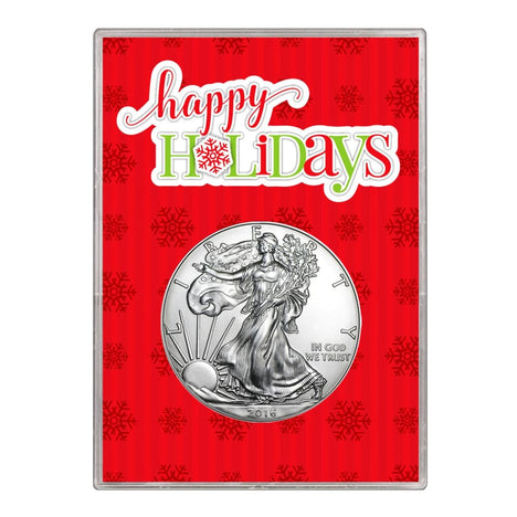 2016 $1 American Silver Eagle Gift Holder Happy Holidays Design