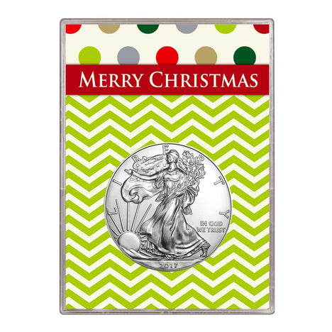 2017 $1 American Silver Eagle Gift Holder Merry Christmas Design