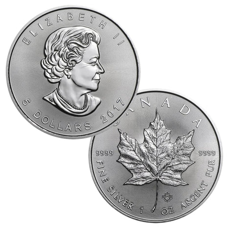 2017 $5 Canadian Maple Leaf - 1 Troy Ounce .9999 Silver BU