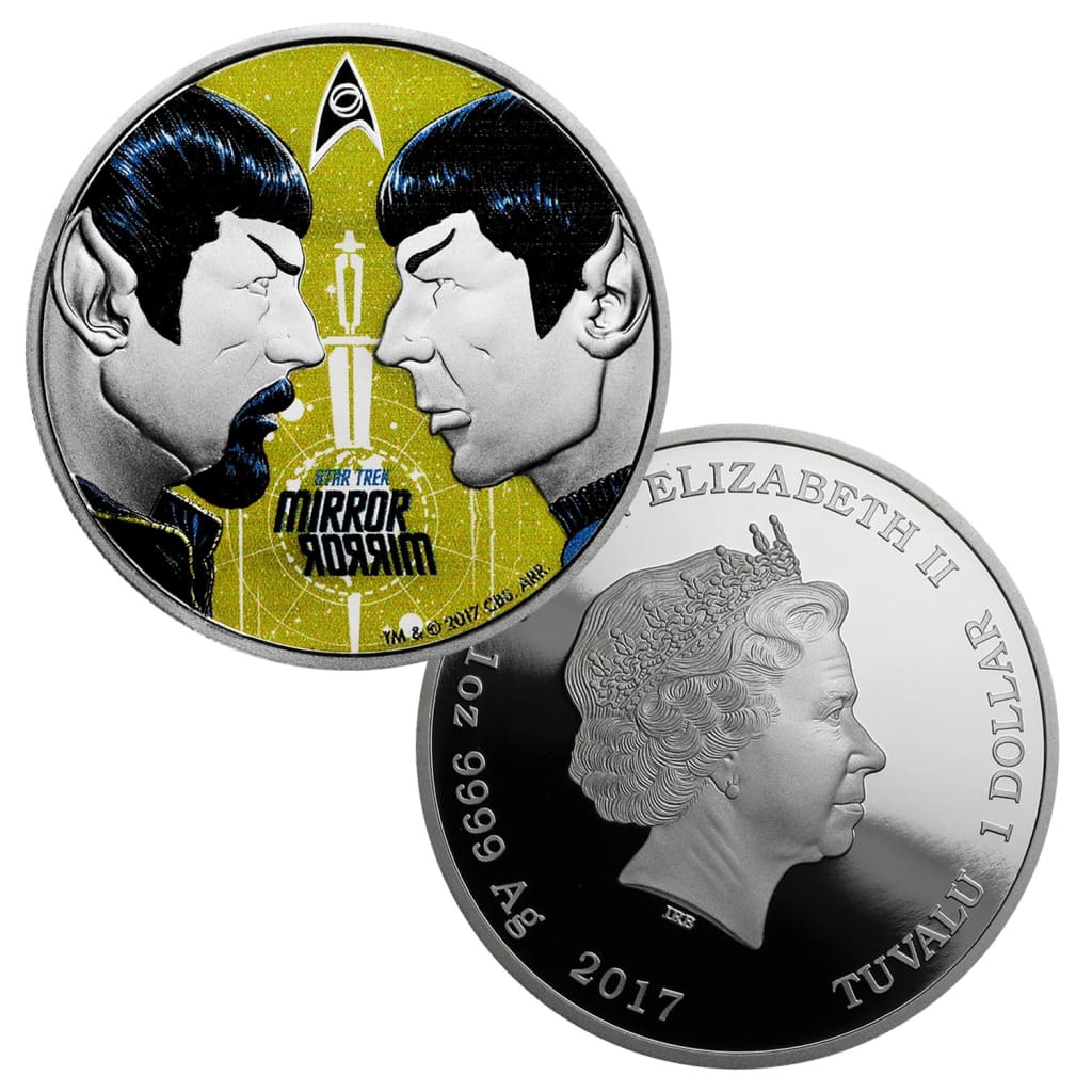 2017 Tuvalu 1 oz .999 Silver Star Trek Mirror Mirror Colorized with Box
