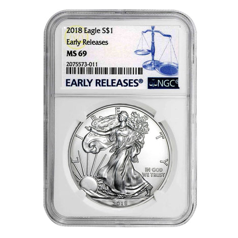 2018 $1 American Silver Eagle MS69 NGC - Early Releases