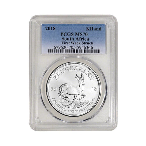 2018 South Africa .999 Silver Krugerrand 1 oz 1 Rand MS70 PCGS - First Strike