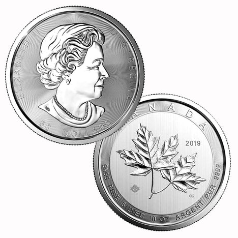2019 10 Oz .9999 Silver $50 Magnificent Maple Leaf BU