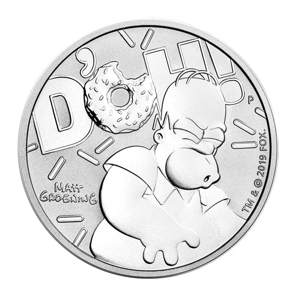 2019 Tuvalu $1 - 1oz .9999 Silver Homer Simpson BU