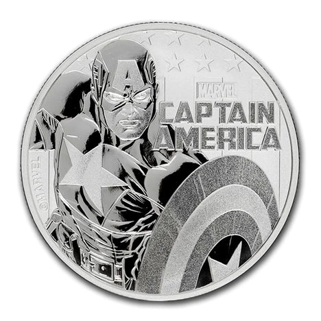 2019 Tuvalu $1 - 1 oz .9999 Silver Marvel Series Captain America BU