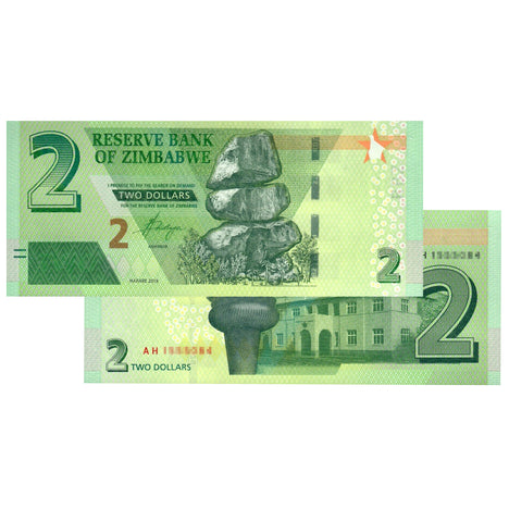 NEW Zimbabwe Dollars - 2019 $2 Zimbabwe Banknote - Uncirculated