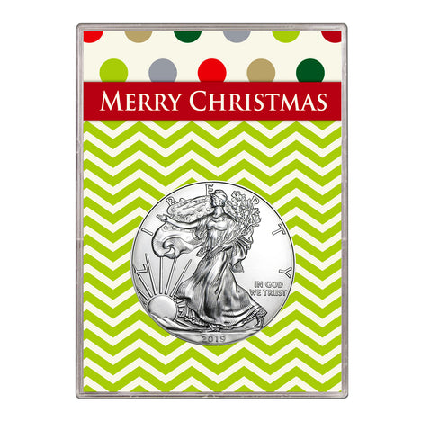 2019 $1 American Silver Eagle Gift Holder – Merry Christmas Design