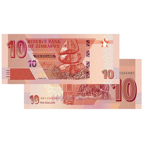 NEW Zimbabwe Dollars - 2020 $10 Zimbabwe Banknote - Uncirculated