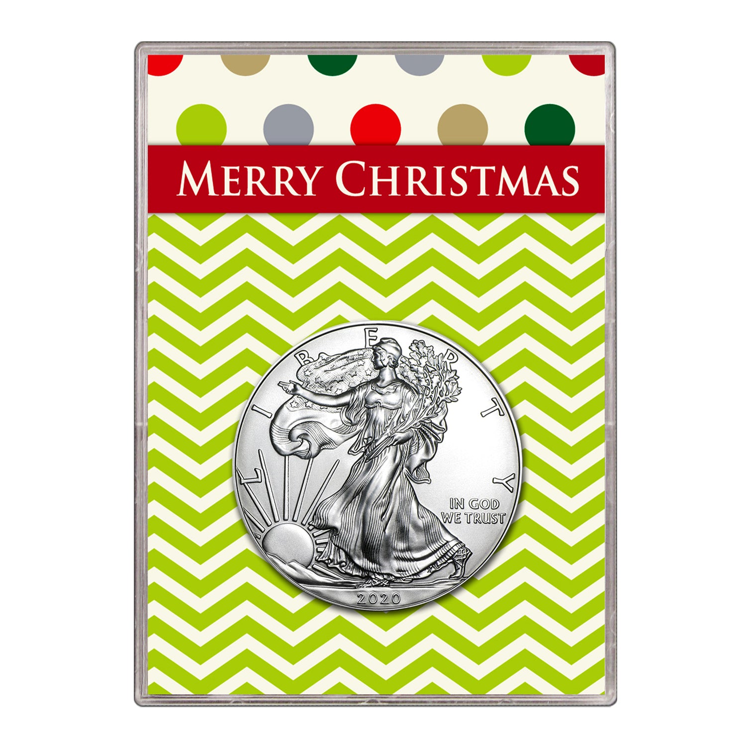 2020 $1 American Silver Eagle Gift Holder – Merry Christmas Design