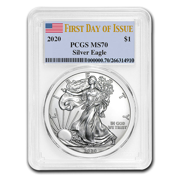 PCGS MS70 最高鑑定 2020 シルバーイーグル FIRSTDAY 2020 $1 シルバー イーグル PCGS MS70 ファースト ストライク トーマス