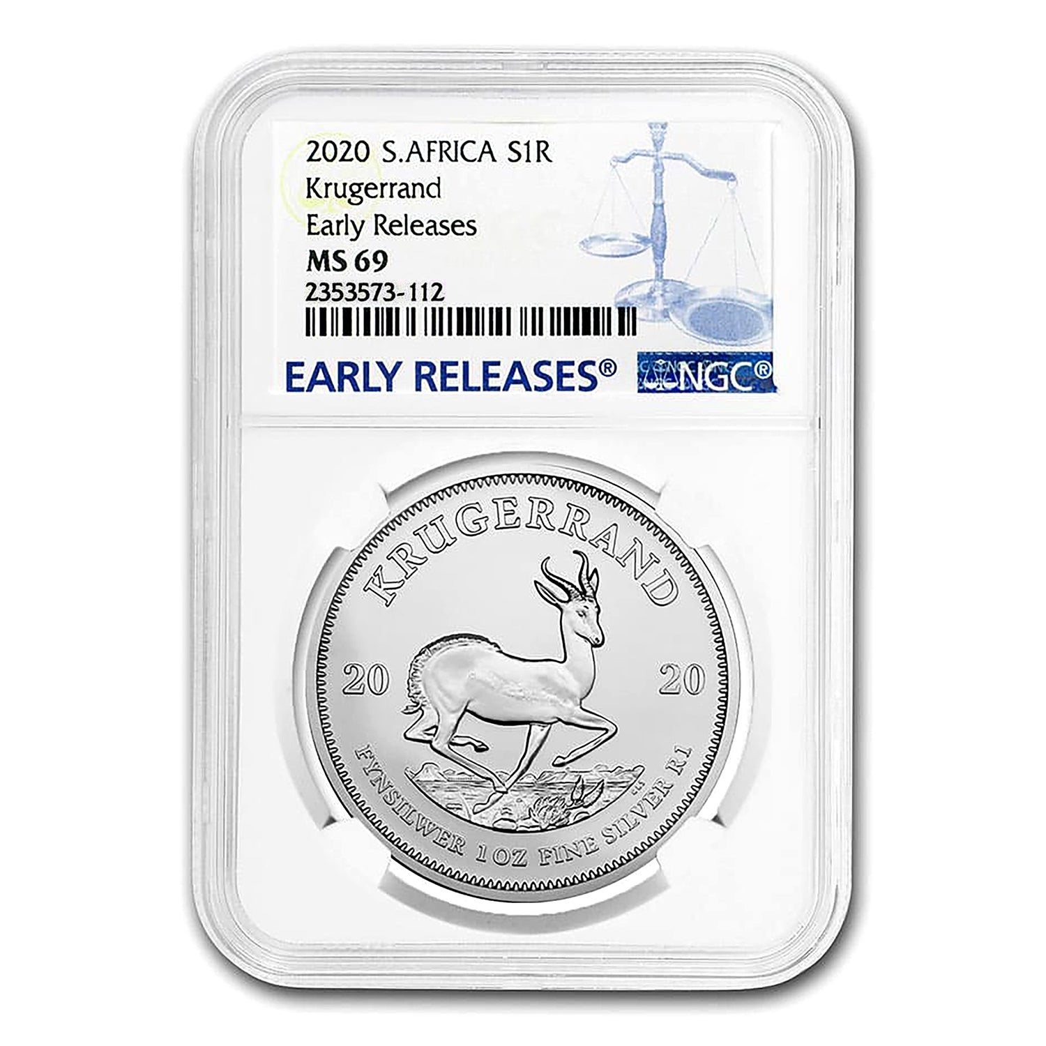 2020 South Africa Silver Krugerrand 1 oz 1 Rand MS-69 NGC - Early Releases