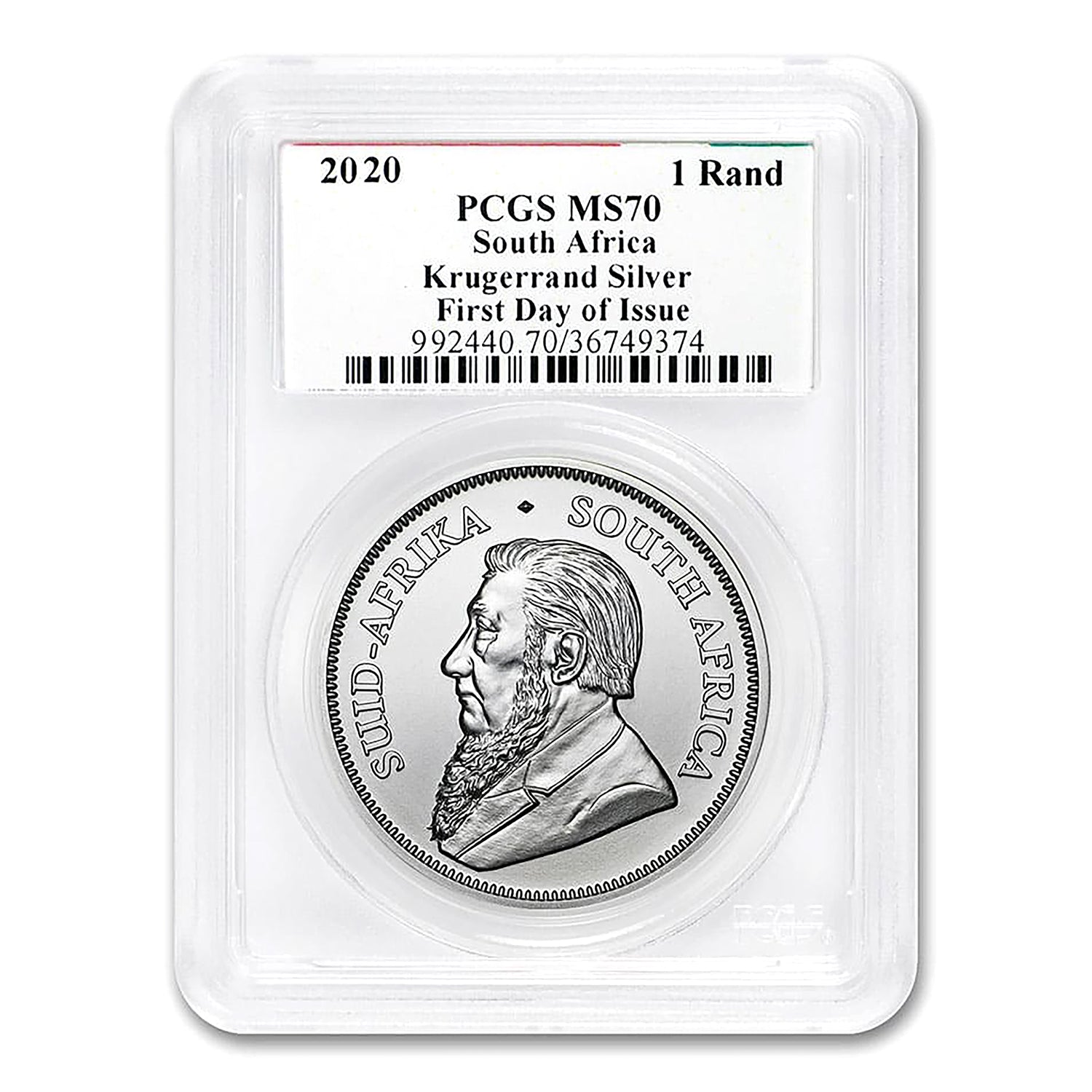 2020 South Africa .999 Silver Krugerrand 1 oz 1 Rand MS-70 PCGS - First Day