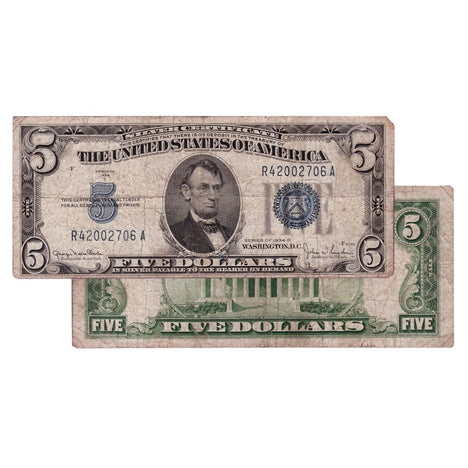 $5 - 1934 Blue Seal Silver Certificate - Cull
