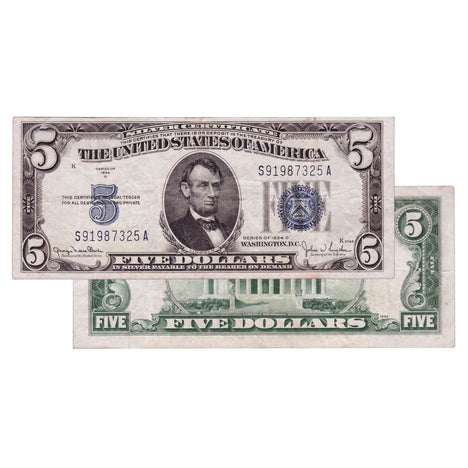 $5 - 1934 Blue Seal Silver Certificate - Extra Fine