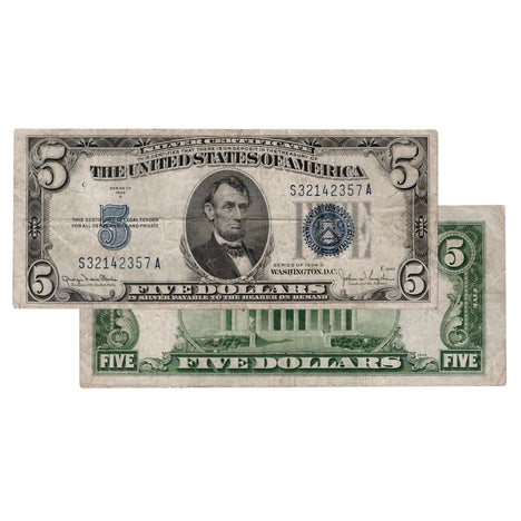 $5 - 1934 Blue Seal Silver Certificate - Very Fine